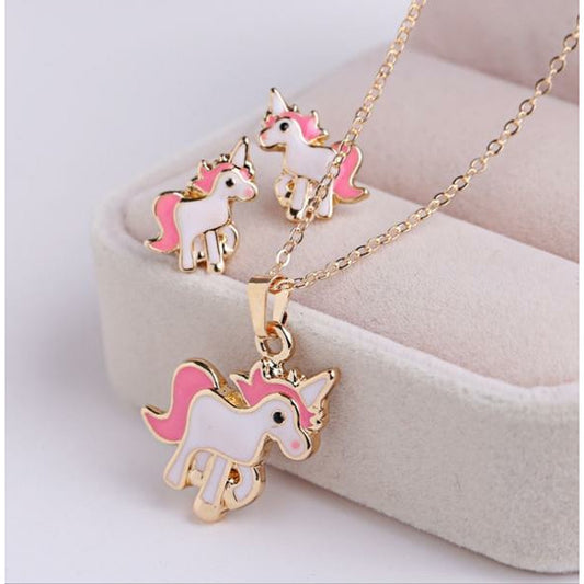 1 Pcs/set Necklace Earrings Cartoon Horse Unicorn
