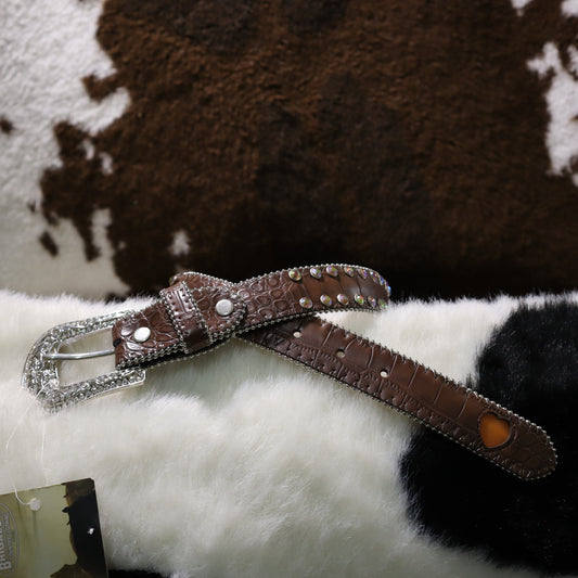 Girls Brown Flashing Heart Lights Belt
