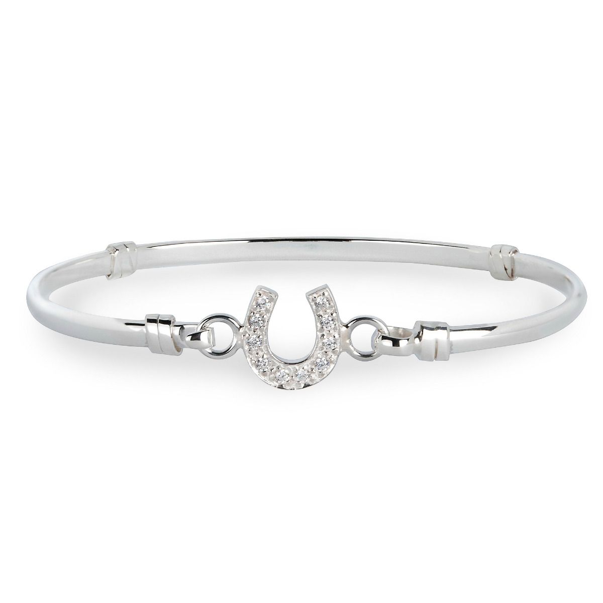 MCJ - Bangle Sterling Silver & Cubic Zirconia Horseshoe Clip