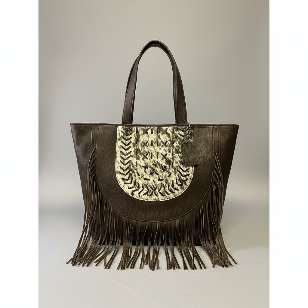 Handcrafted Big Boho Cowhide Bag – Chocolate Brown