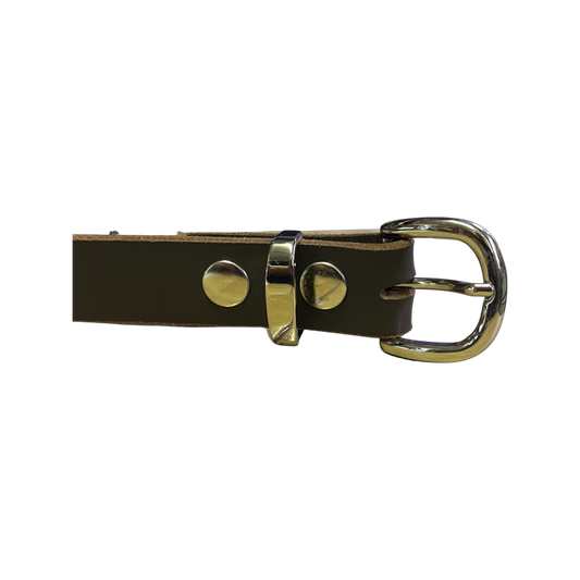 Leather Belt - Removable Buckle - Brown - 1" wide