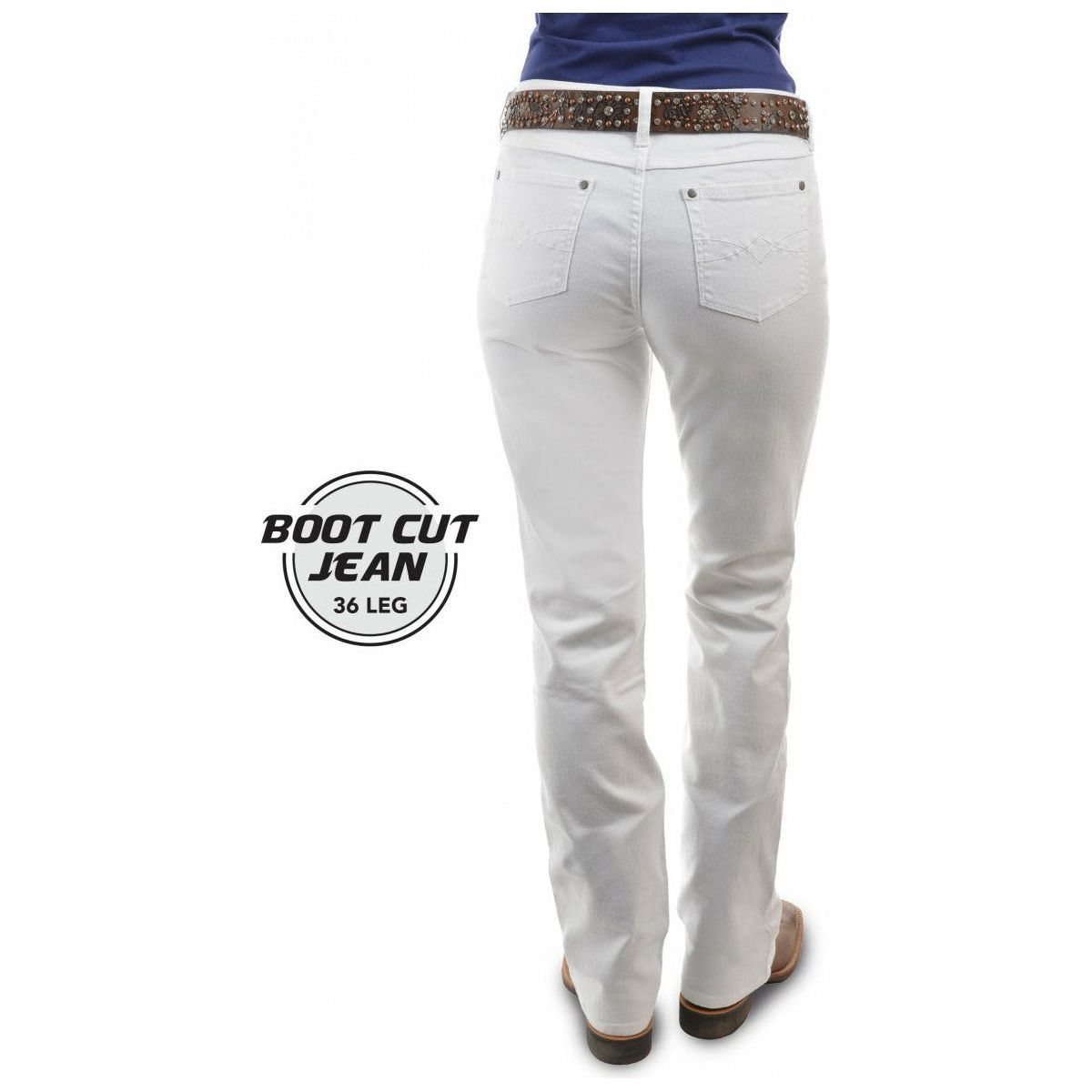 Pure Western – Riding Boot Cut Jean – White – 36L