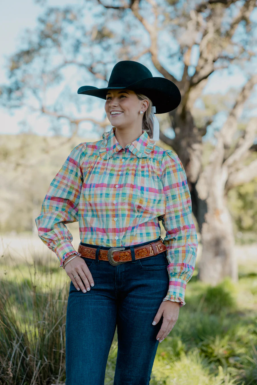 Black Colt – Frankie Shirt | Orange & Blue Check