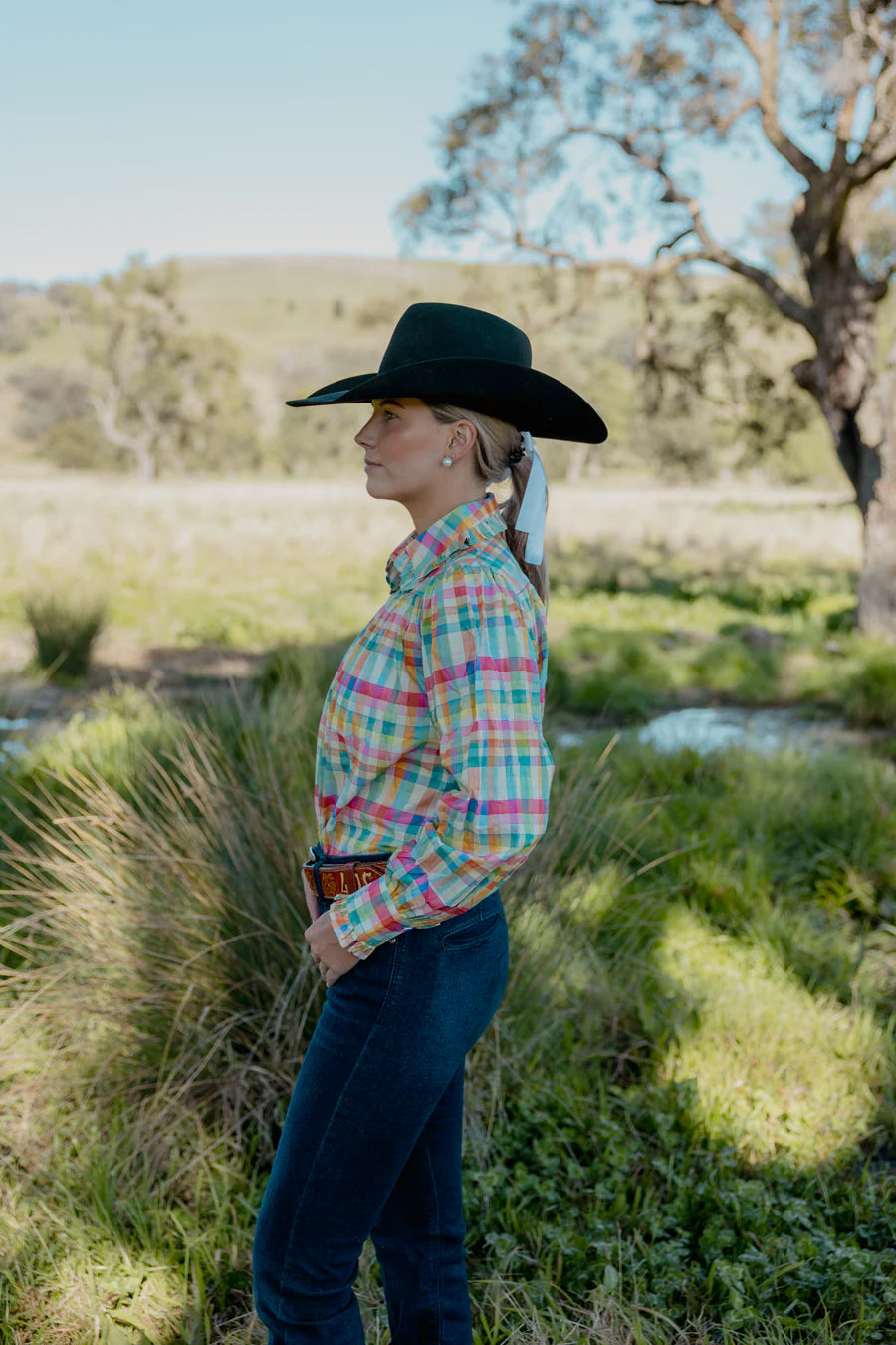 Black Colt – Frankie Shirt | Orange & Blue Check