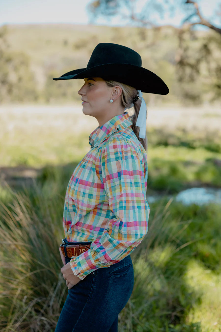 Black Colt – Frankie Shirt | Orange & Blue Check
