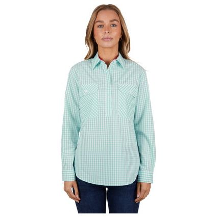 Hard Slog – Women’s Lize Half Placket Long Sleeve Shirt – Teal
