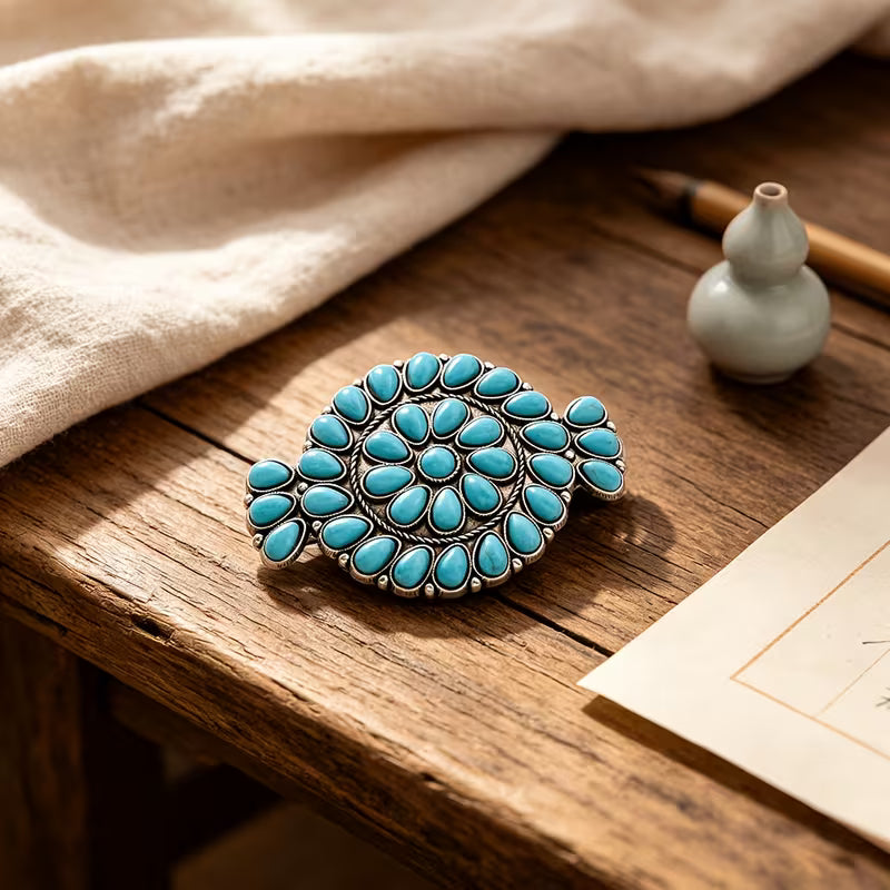 Bohemian Turquoise Floral Hair Clip