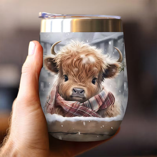 Highland Cow 12oz Stainless Steel Insulated Cup – Winter Country Travel Mug