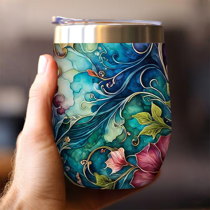 Marble Flower 12oz Stainless Steel Insulated Cup – Botanical Travel Mug