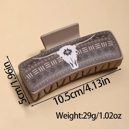 Western Cowboy Style PU Leather Hair Claw Clips