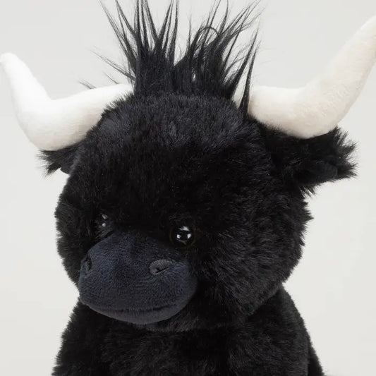 Black Medium Longhorn Highland Plush Cow – 23cm