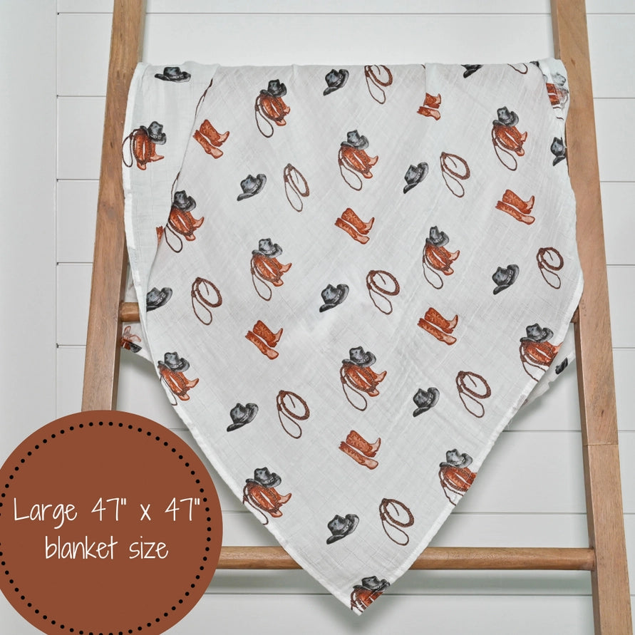 Better in Boots Baby Muslin Swaddle Blanket – 47x47