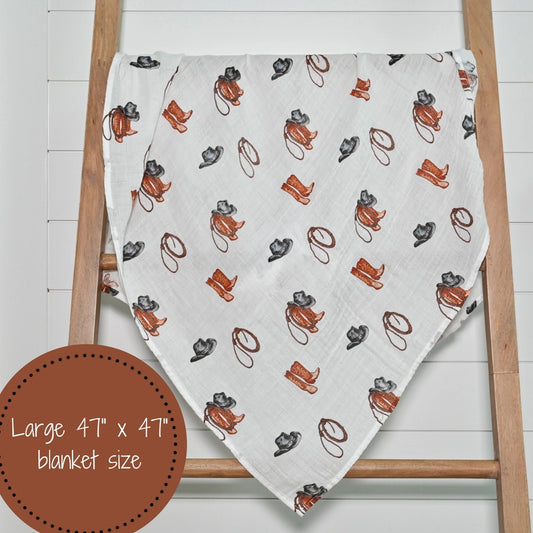 Better in Boots Baby Muslin Swaddle Blanket – 47x47