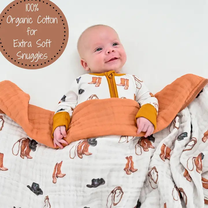 Better in Boots Muslin Quilt Baby & Kids Blanket – 47x47