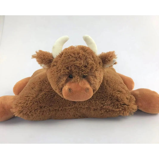 Jomanda Highland Cow Plush Baby Soft Cushion Pillow Brown