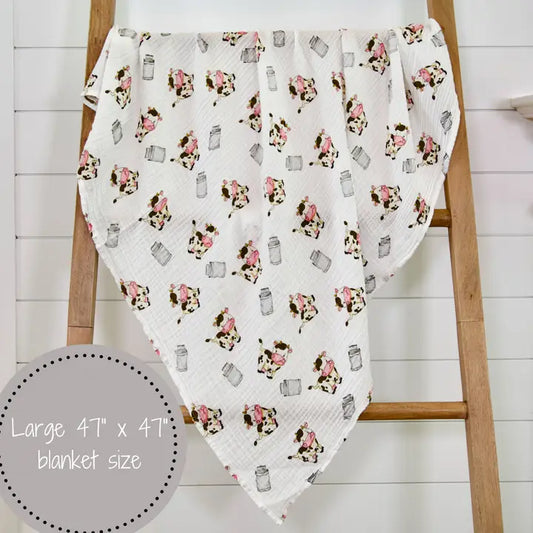 The Cow Goes Moo Baby Muslin Swaddle Blanket – 47x47