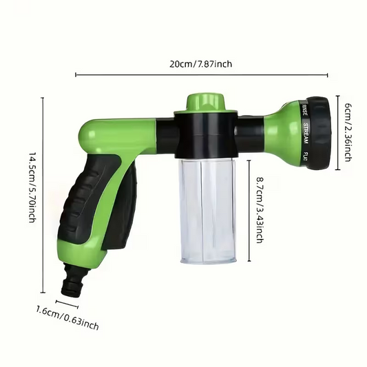 8-Mode Foam Sprayer Hose Nozzle with Soap Dispenser