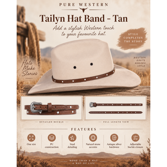 Pure Western Tailyn Hat Band – Tan