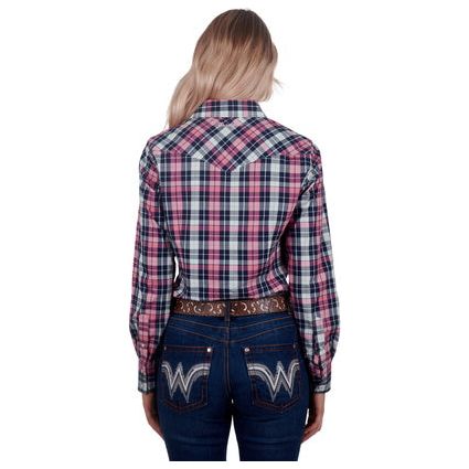Wrangler - Women’s Greta  Check Western  Long Sleeve Shirt