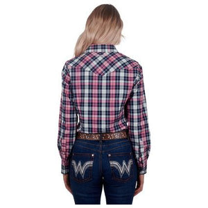 Wrangler - Women’s Greta  Check Western  Long Sleeve Shirt