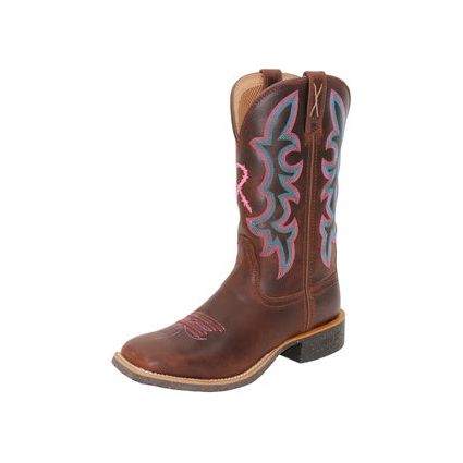 Twisted X Womens 11" Tech X2 Boot - Chocolate Truffle / Pink / Blue