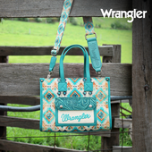 Load image into Gallery viewer, Wrangler Aztec Crossbody Tote Bag - Turquoise
