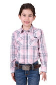 Load image into Gallery viewer, Wrangler - Girl’s Phoebe Check Logo Western Long Sleeve Shirt
