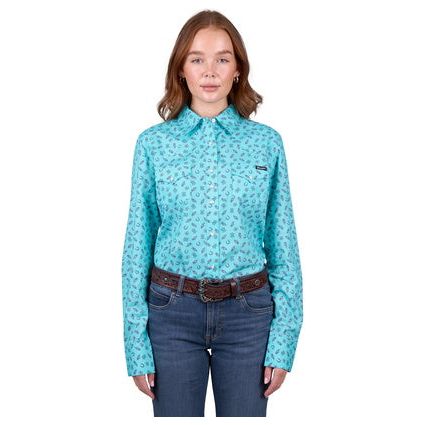 Wrangler - Women’s Janice Print Western Long Sleeve Shirt