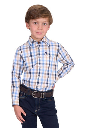 Thomas Cook Boy’s Jesse Check 2-Pocket Long Sleeve Shirt – Navy/Tan