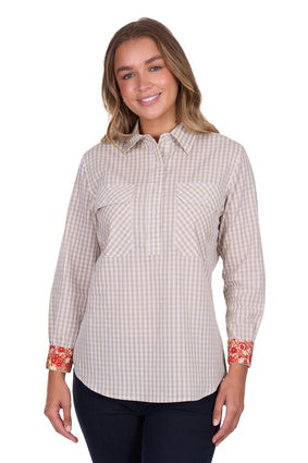 Hard Slog -Women's Sara Half Placket Long Sleeve Shirt