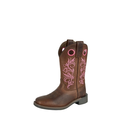 Pure Western Children’s Clara Boot – Dark Brown/Pink
