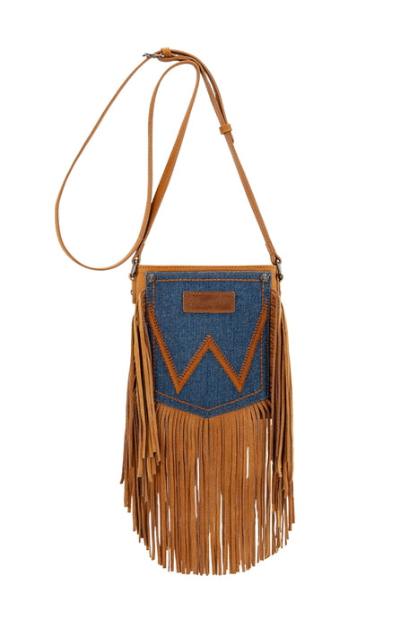 Wrangler® Denim Pocket Fringe Bag - Tan