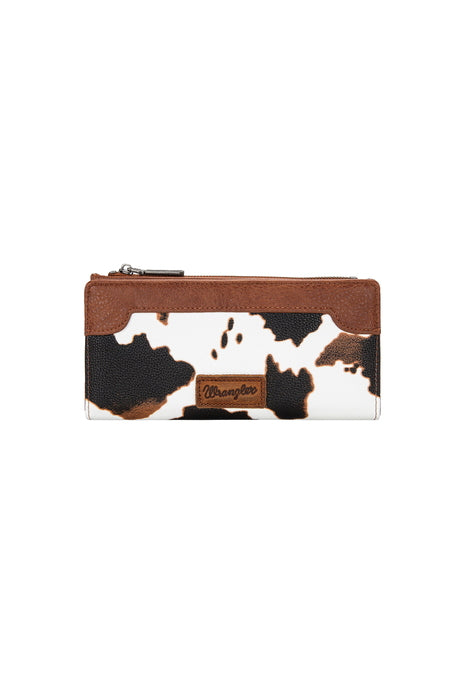Wrangler® Cow Print Slim Wallet - Tan
