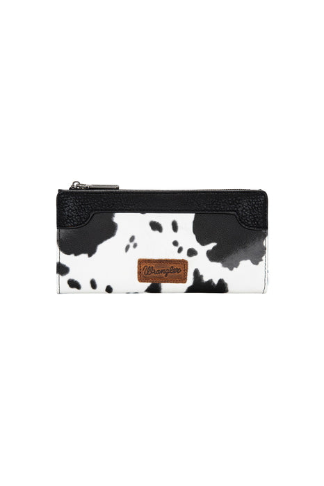 Wrangler® Cow Print Slim Wallet - Black