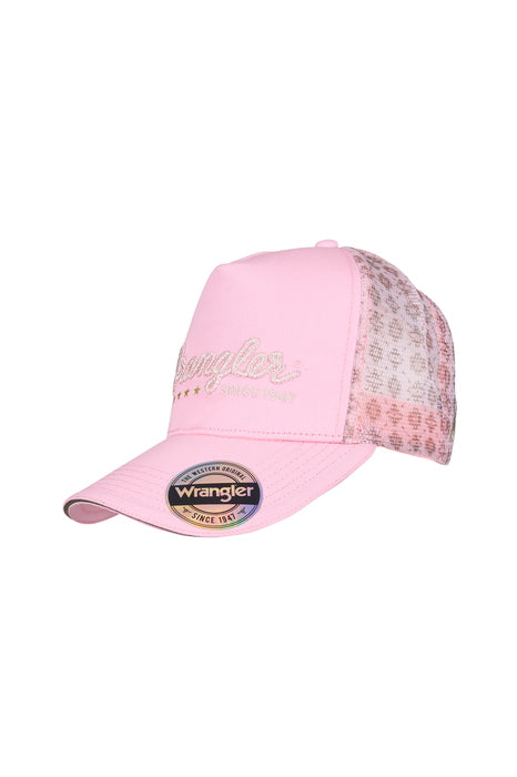 Wrangler Lucy High Profile Ponytail Trucker Cap – Pastel Pink