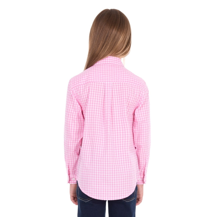 Hard Slog Taylor Girls Long Sleeve Gingham Shirt – Pink