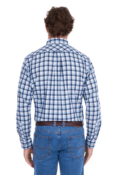 Thomas Cook Men’s Mitchell Check 2-Pocket Long Sleeve Shirt – Navy/Light Blue