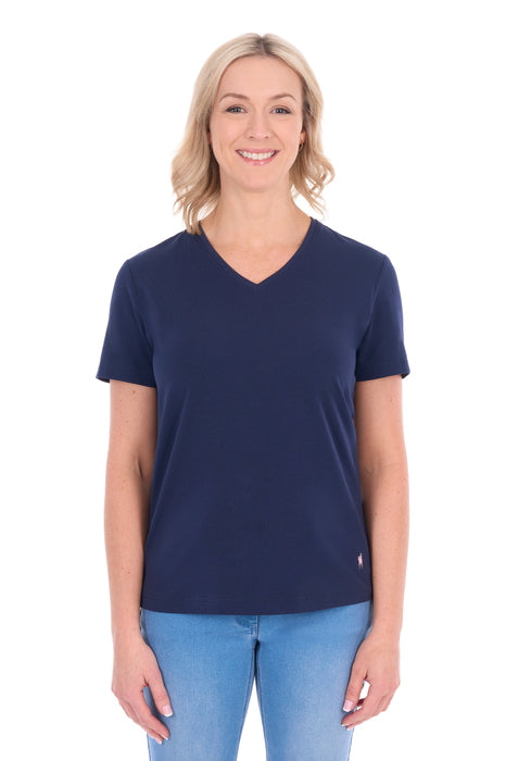 Thomas Cook Women’s V Neck Classic Fit Tee – Navy