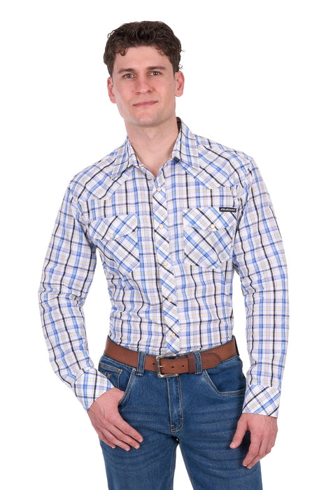 Bullzye Men’s Neil Check Western Long Sleeve Shirt