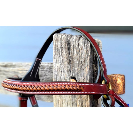 Toprail Equine - Bridle - Dark Raised Leather Plait Leather