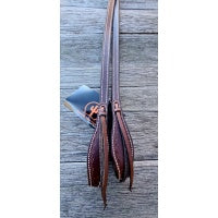 Load image into Gallery viewer, Toprail Equine - 8 Foot Leather Stamped Split Reins
