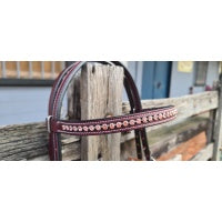 Toprail Equine - Bridle – Leather with PINK Inlay Beading - Full Size