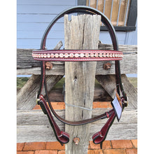 Load image into Gallery viewer, Toprail Equine - Bridle – Leather with PINK Inlay Beading - Full Size
