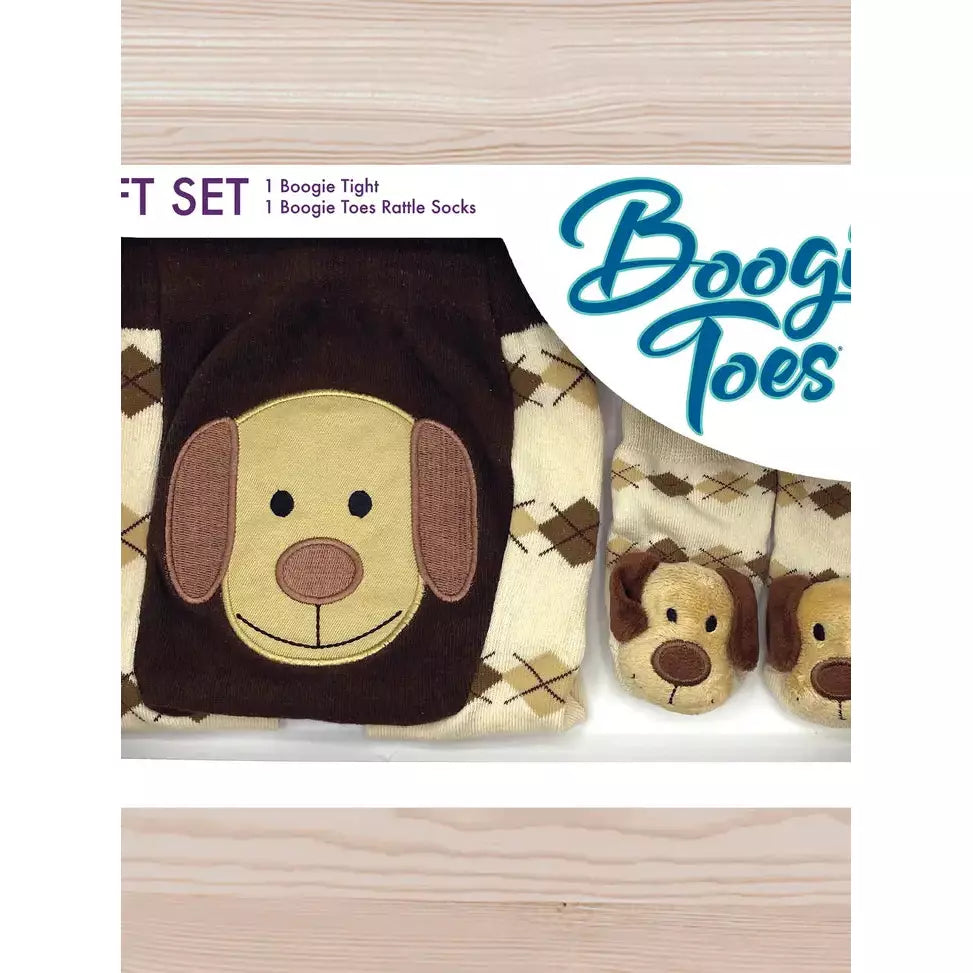 Brown Dog Tight and Rattle Socks Gift Box 6-12M