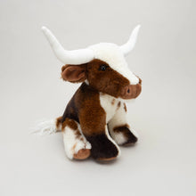 Load image into Gallery viewer, Texas Longhorn Highland Cream Small Brown Cow Plush Toy 18cm
