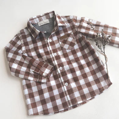 Boys Dress Shirt – Large Bronze Check