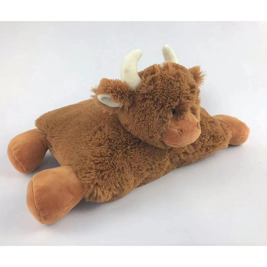 Jomanda Highland Cow Plush Baby Soft Cushion Pillow Brown