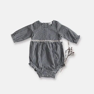 Baby Girls LS Nora Playsuit – Navy Check