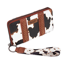 Load image into Gallery viewer, Wrangler Wallet Cow Print Large Dark Tan
