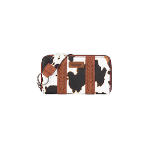 Wrangler Wallet Cow Print Large Dark Tan